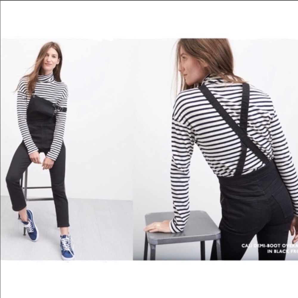 NWOT Madewell Demi Bootcut Black Overalls. XXS